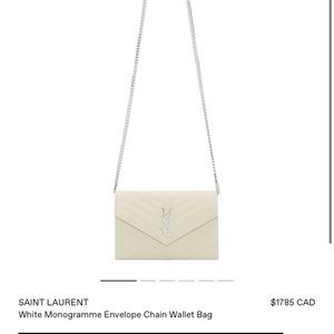 saint laurent silver and white bag
